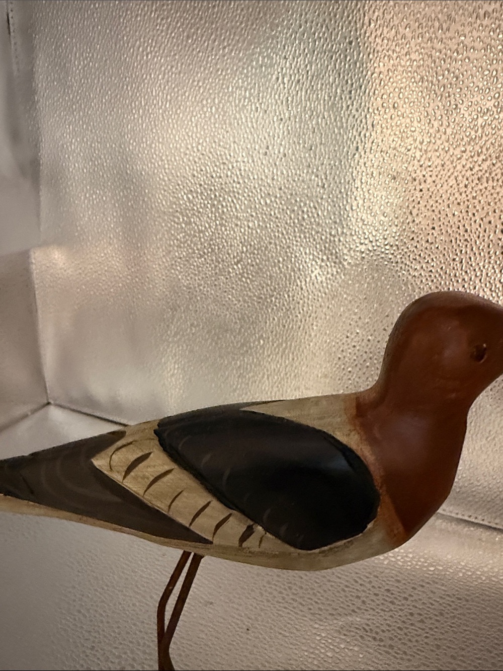 Handcrafted Wooden Shorebird Figurine - Brown and Black - Picture 8 of 11